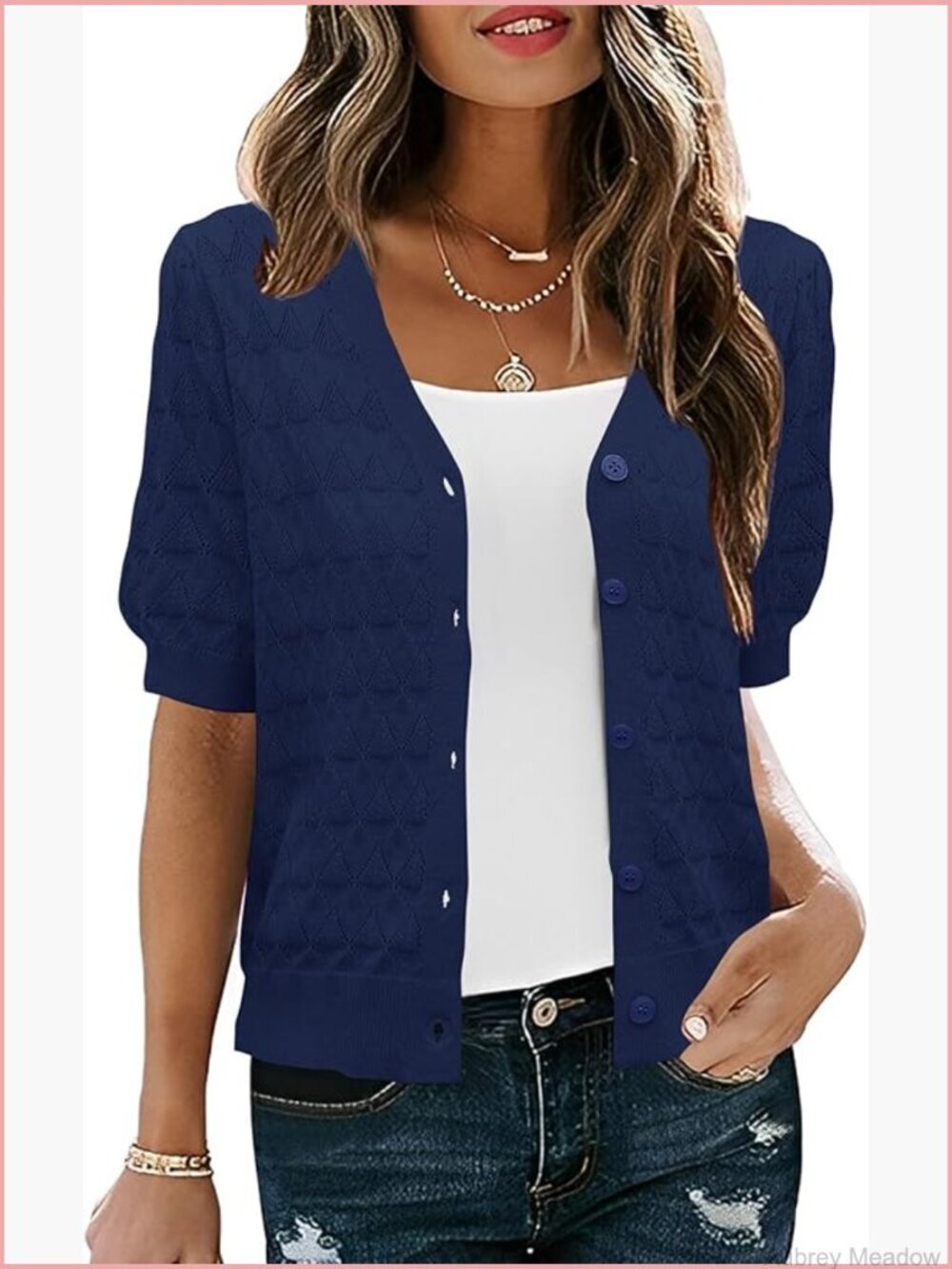 Short Sleeve Crochet Knit Shrug Cardigan Lightweight Open Front